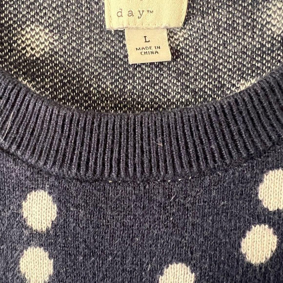 A New Day Woman’s Navy Sweater with White Polka Dots - Size Large - Picture 7 of 7